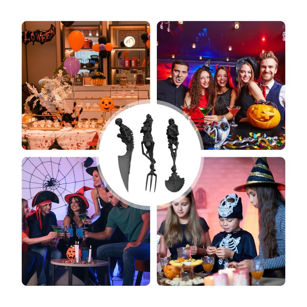 Entdecken Sie die Magie des Essens mit unseren exklusiven Halloween Bestecksets! Gönnen Sie sich gruselige Eleganz mit Gothic Skelett-Designs. Hochwertiges Metallbesteck für unvergessliche Momente bei Innen- und Außenveranstaltungen. Perfekte Ergänzung für Home Partys drinnen und draußen. Verleihen Sie Ihrer Halloween-Dekoration eine einzigartige Note
