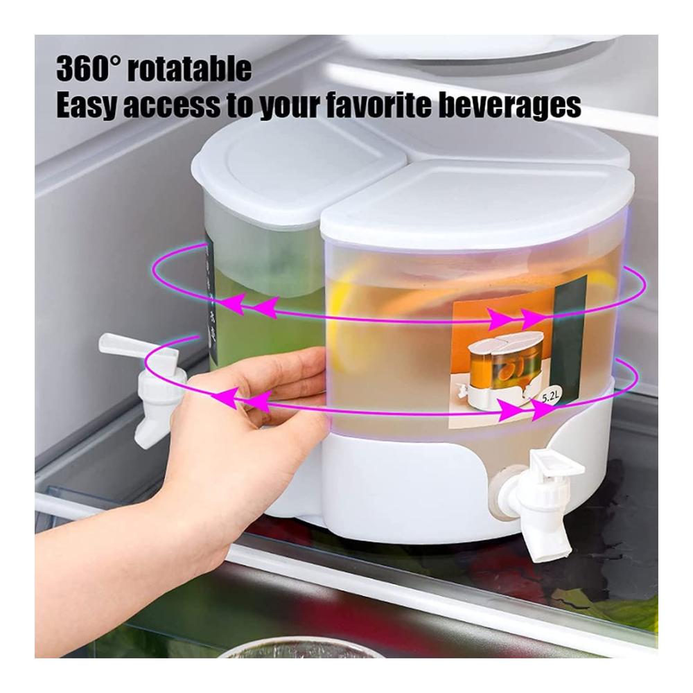 Premium 52 l Kühler & Wasserspender | 360° drehbarer Getränkespender für Kühlschrank | Hitzebeständiger Saftspender mit Zapfhahn | Ideal für -20 ℃ ~ 120 ℃ | Abnehmbarer Behälter