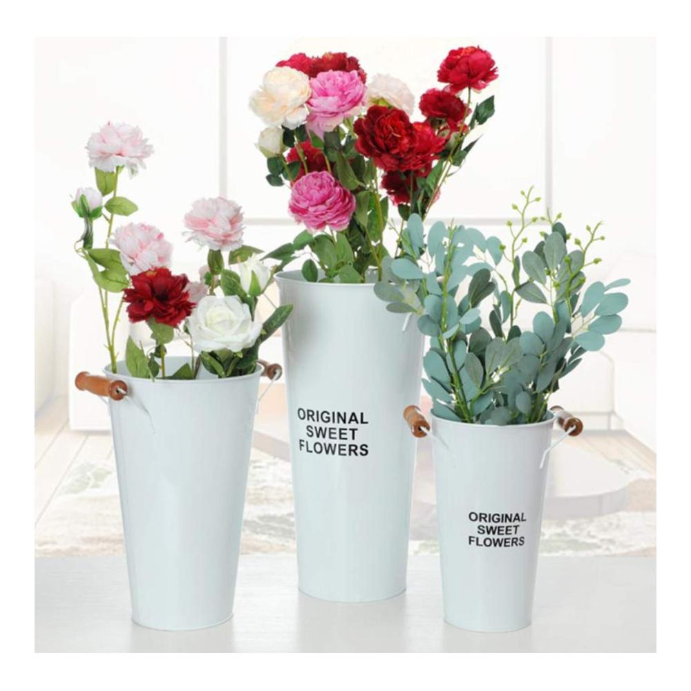 Elegante Vasenkollektion Stilvoller Hoher Metallblumeneimer Blumentopf Bauernhaus Chic für zeitlose Wohnkultur - Dekorative Metallvase für Blumenarrangements in jedem Raum