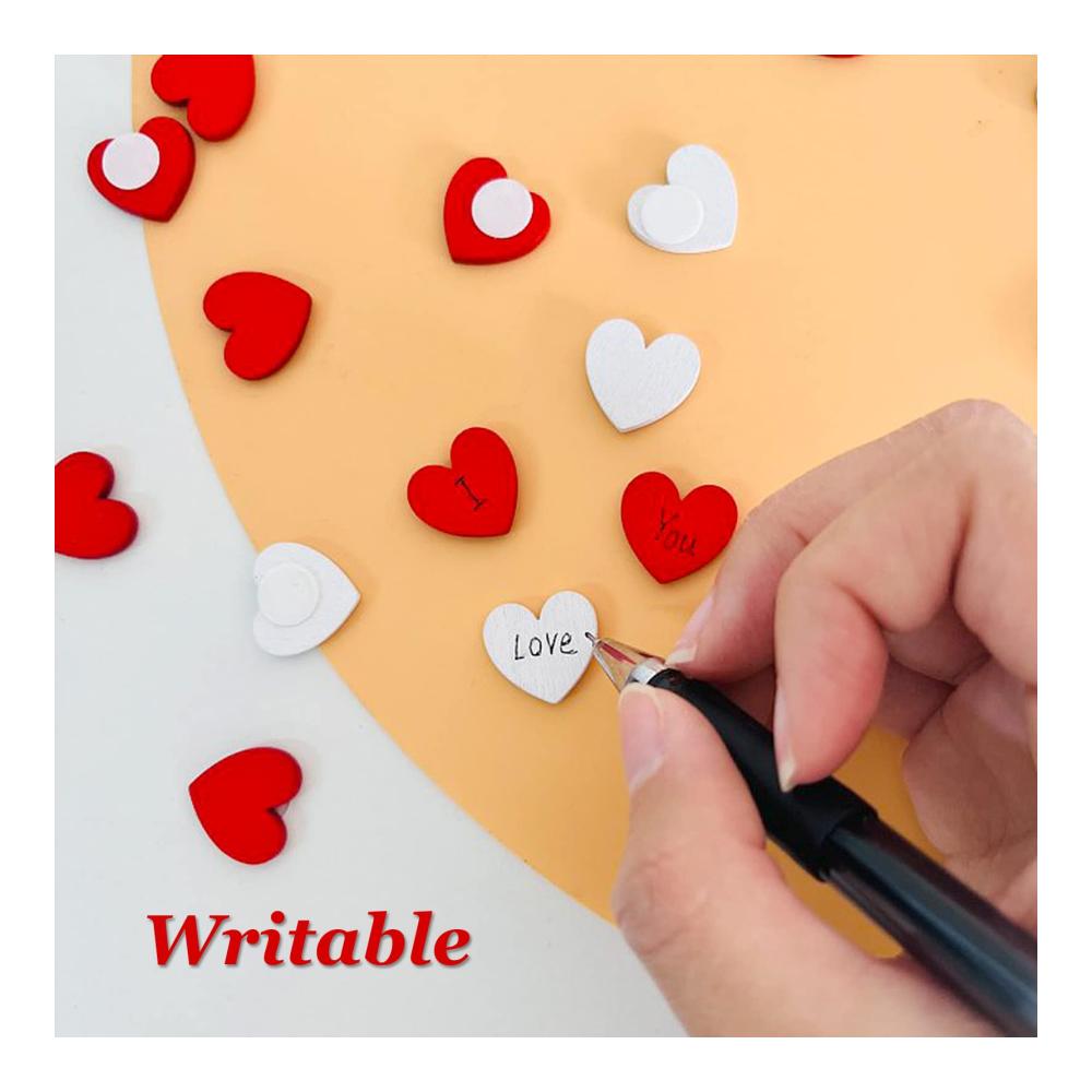 100 Stück Unbehandeltes Holz Mini Herz Aufkleber DIY Bastelset - Natürliche Holzherzen für Valentinstag Hochzeit & Party Deko