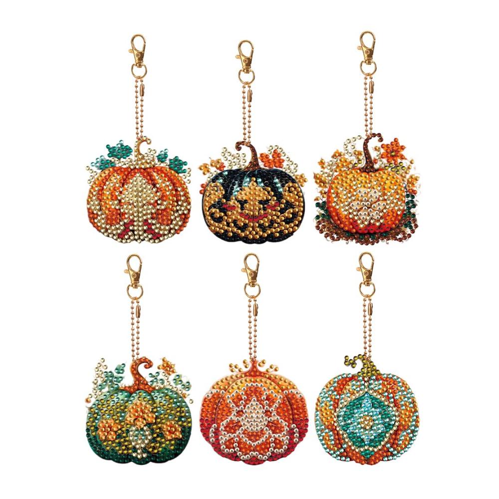 10-teiliges Diamant-Kunst-Schlüsselanhänger-Set in speziellen Formen – Doppelseitige Strass-Gemälde-Anhänger inklusive Kürbis- und Sonnen-Designs für einzigartige Diamant-Gemälde-Kunst-Erlebnisse
