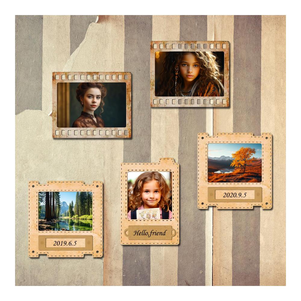 Stanzbögen-Set Vintage Diashow Schablonen für 3D Klassik Filmstreifen und Fotorahmen - Hochwertige Kohlenstoffstahl Stanzmaschine für Scrapbooking DIY-Papierkarten Prägung von Fotopapier und mehr