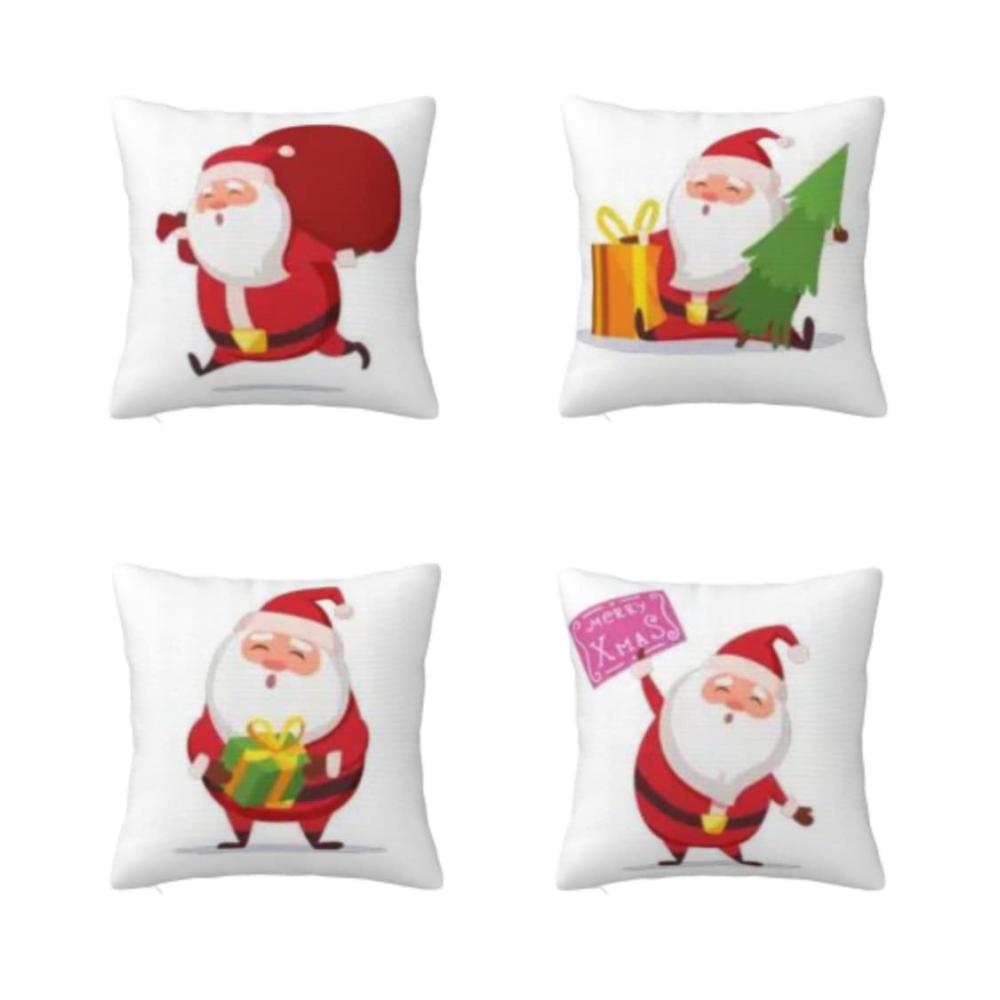 4er-Pack Weihnachts-Zierkissenbezüge - Dekorative Kissenhüllen 50x50 cm - Festliche Akzente für Ihr Zuhause - Weihnachtsmotive - Set mit 4 Kissenbezügen