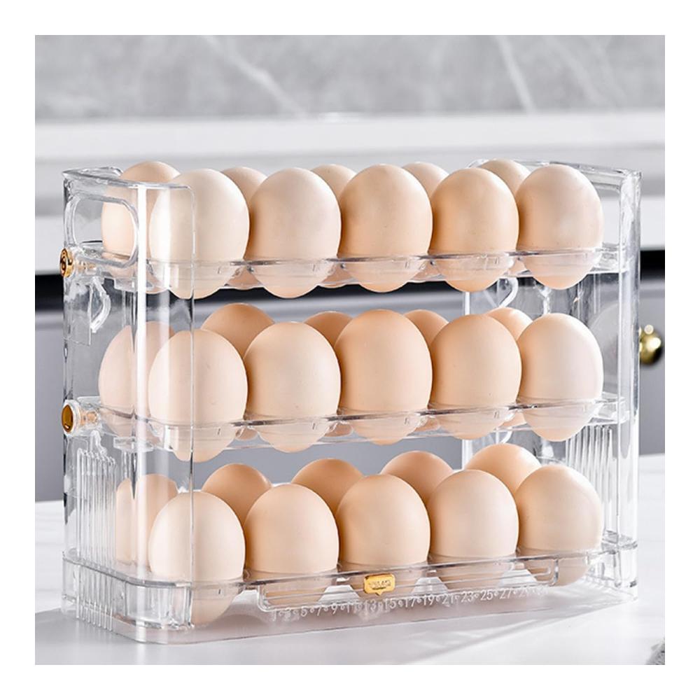 30 Eierbecher Eierboxen Set - Praktische Aufbewahrung für Ihre Frühstückseier - Rutschfeste Halterung - Transparente Behälter für den Kühlschrank - Platzsparendes Küchenzubehör