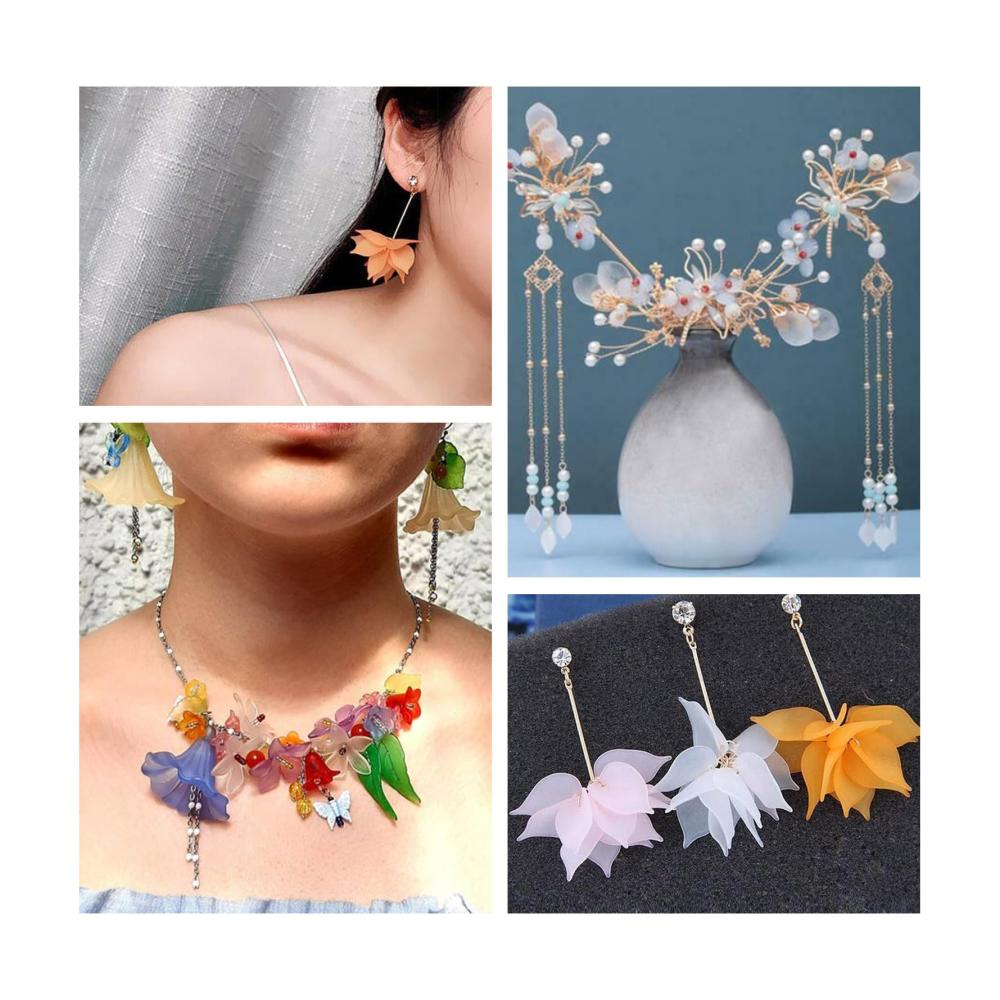 220 Stück Blumen-Perlenkappen Blumenblatt-Anhänger Matte Acryl Charms zum Basteln von Schmuck Armband Halskette Ohrring Herstellung - Exquisite Schmuckanhänger für kreative Kunstwerke mit floraler Note