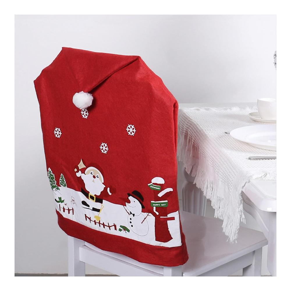 4er Set Niedliche Weihnachts-Stuhlhussen mit Roten Weihnachtsmannmützen für Festliche Esszimmer-Dekoration - Perfekte Hussen für Weihnachtsfeiern und Urlaubssitzungen - Robuste und Stilvolle Stuhllehnenbezüge