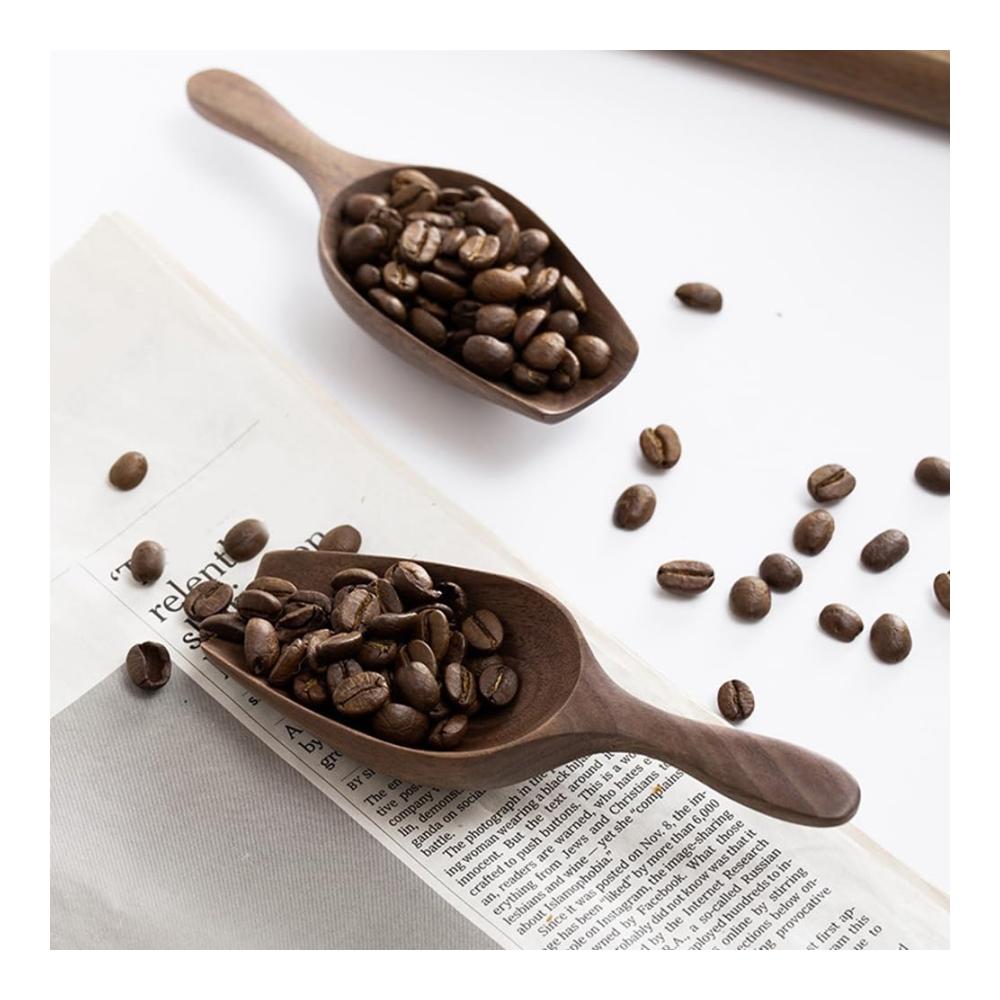 Kaffeebohnenlöffel aus massivem Schwarzwalnussholz – Praktische Teeschaufel für perfekte Espresso- & Kaffeemengen – Hochwertige Handarbeit