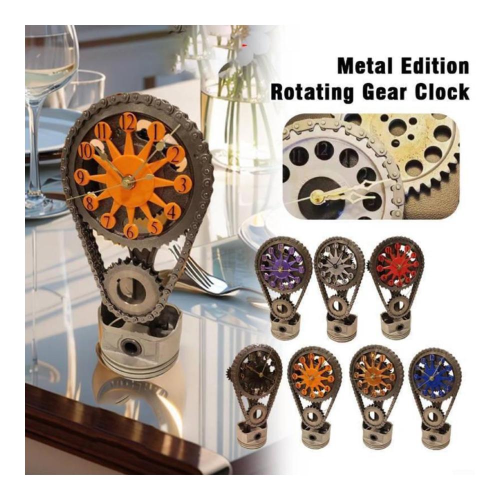 Entdecken Sie die faszinierende Welt der Uhrwerke 3D-Metallausgabe motorisierte Steuerkettenuhr mit rotierendem Vintage-Design. Perfekte Dekoration für Zuhause Büros und Wohnzimmer. Einzigartige gelbe Farbgebung