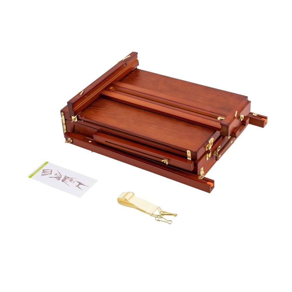 Premium Nussbraune Staffelei Verstellbare Holzstativ Staffelei für Malen Skizzieren & Präsentation - Französische Easel Staffelei mit Schublade & Palette - Robustes Design für Künstler
