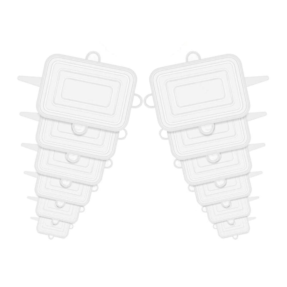 12er Set Silikon-Deckel Wiederverwendbare Abdeckungen für Lebensmittel - 6 Größen luftdicht spülmaschinen- und mikrowellengeeignet - Dehnbare und verstellbare