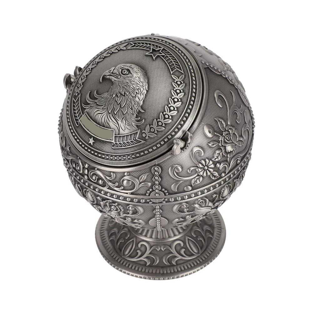 Exklusiver Globus Aschenbecher aus Zinklegierung | Vintage Design mit innovativem Winddicht-Deckel | Stilvolles Kunsthandwerk für Heimdekoration | Perfektes Accessoire