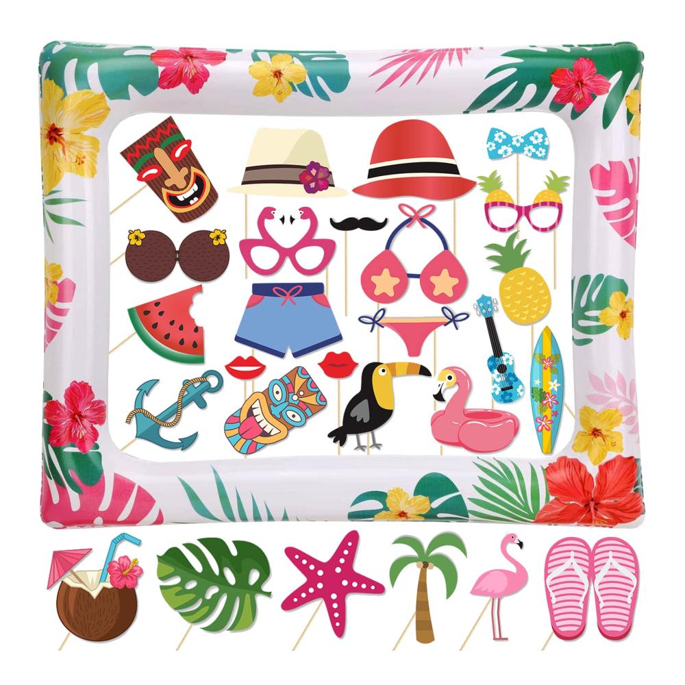 Hawaiianischer Partyfotoautomat Zubehör Aufblasbarer Fotorahmen exotische Hawaii-Foto-Requisiten für Sommer-Events und Luau-Partys. Unvergessliche Erinnerungen festhalten