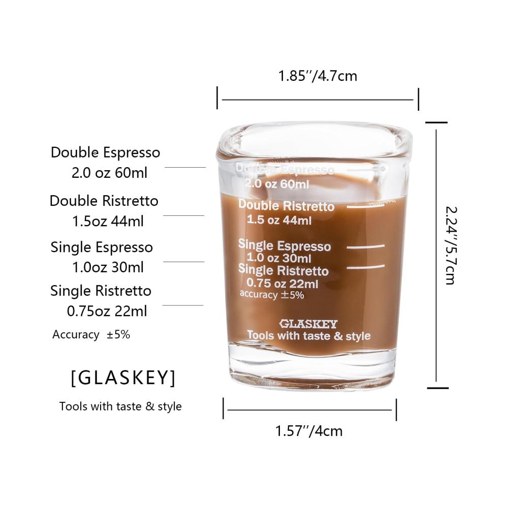 GLASKEY Premium Schnapsgläser 6er Set - 60ml Skalierte Espressomischgläser Ideal für Tequila & Wodka Spülmaschinenfest Perfekt für Partys & Geschenke Weiße Skala