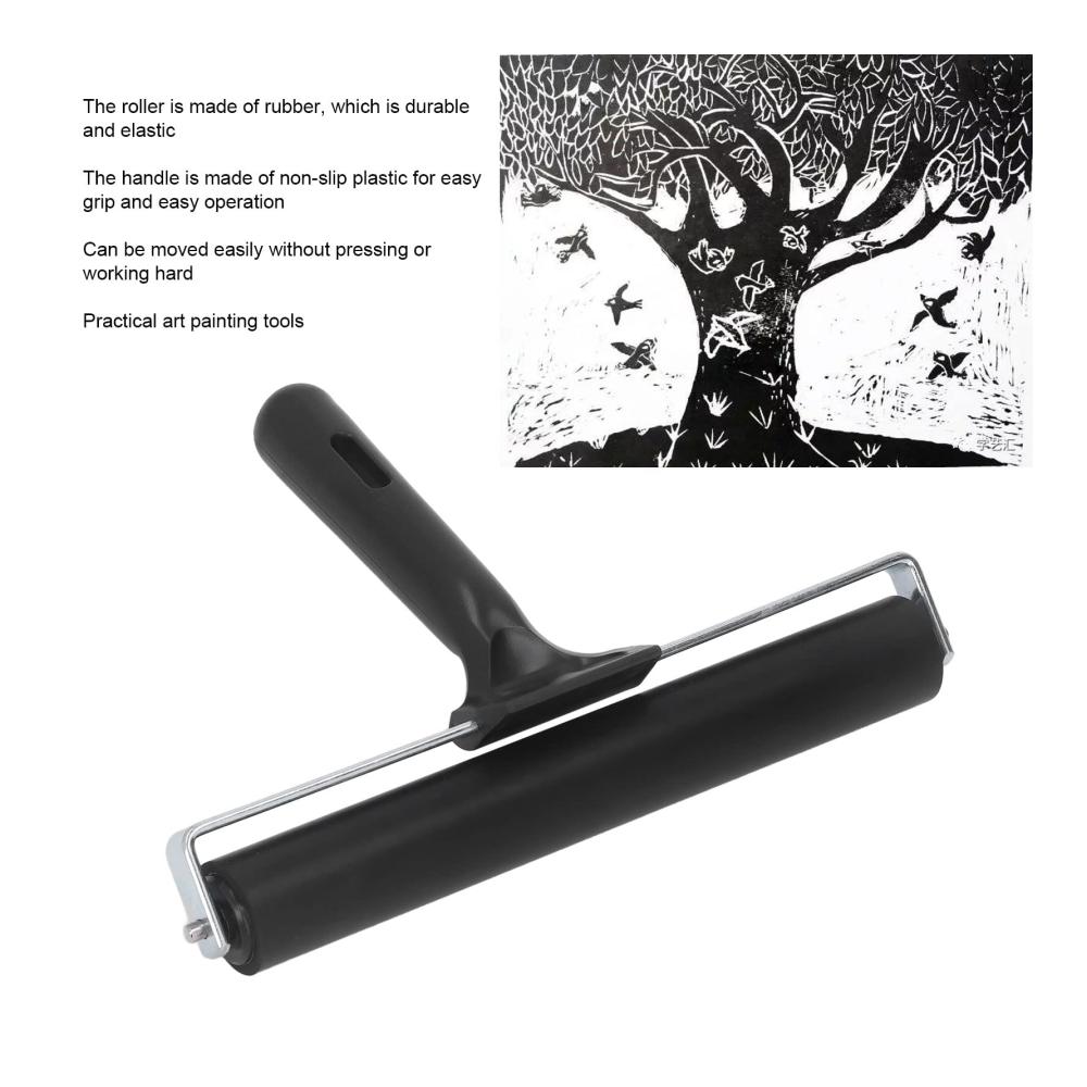 Entdecken Sie die Vielseitigkeit des Handrollers Gummiwalze Brayer-Walze 20 cm Länge für Druckgrafik Malerei und Basteln mit weichen Gummiwalzen und