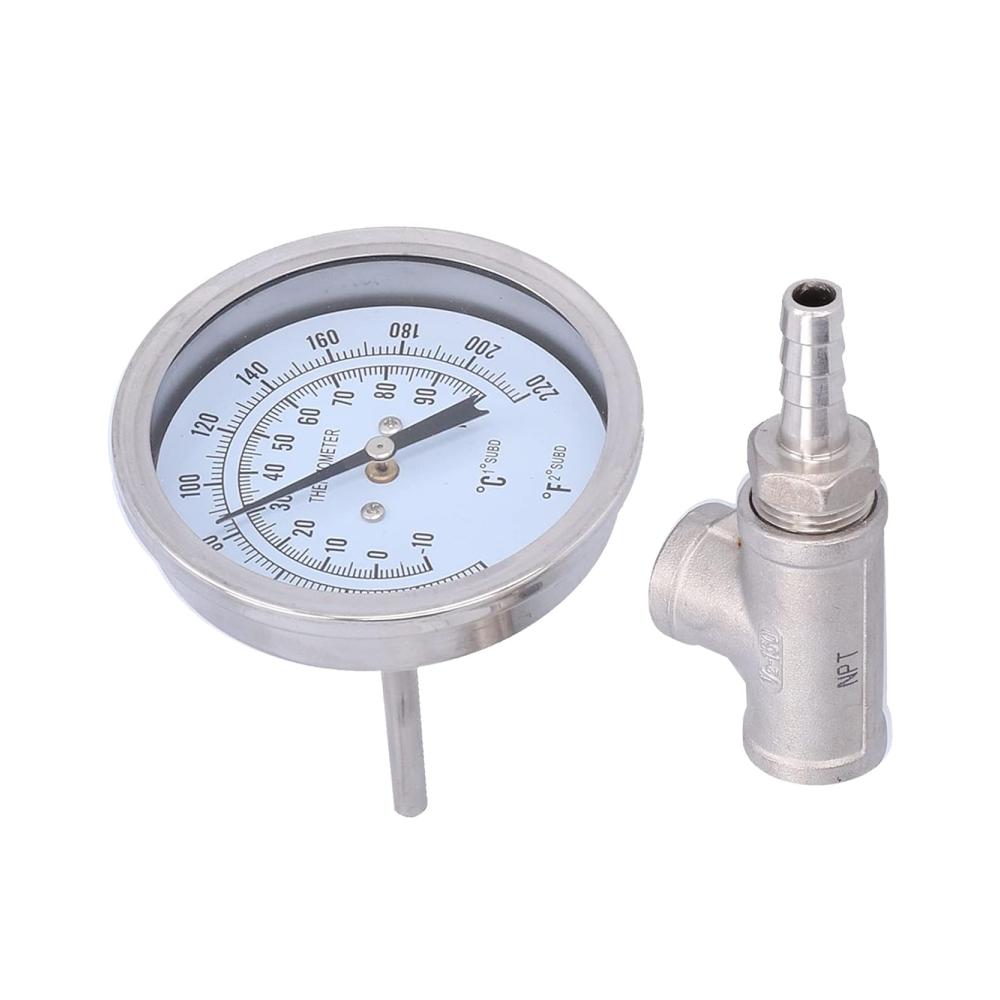 Präzises Edelstahl-Zifferblatt Thermometer - Doppelmaßstab für Brews - Tragbares Temperaturmessgerät-Set für zu Hause - Ideal für Brauen und Kochen