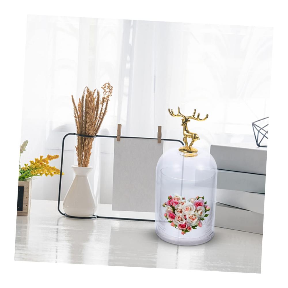 Dekorative Krüge Glaskuppel für Tischdekoration | DIY Schneekugel Set mit Rosen | Duftende Vitrine für ein zeitloses Ambiente | Perfekte Glocke für stilvolles Display