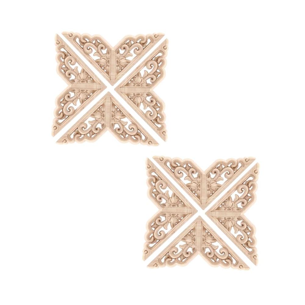 Holzverzierungen Elegante Eckonlays im europäischen Stil - 8 Stück. Holzwerken leicht gemacht! Möbelapplikationen für kunstvolle Akzente. Unlackierte Holzapplikationen für DIY-Projekte