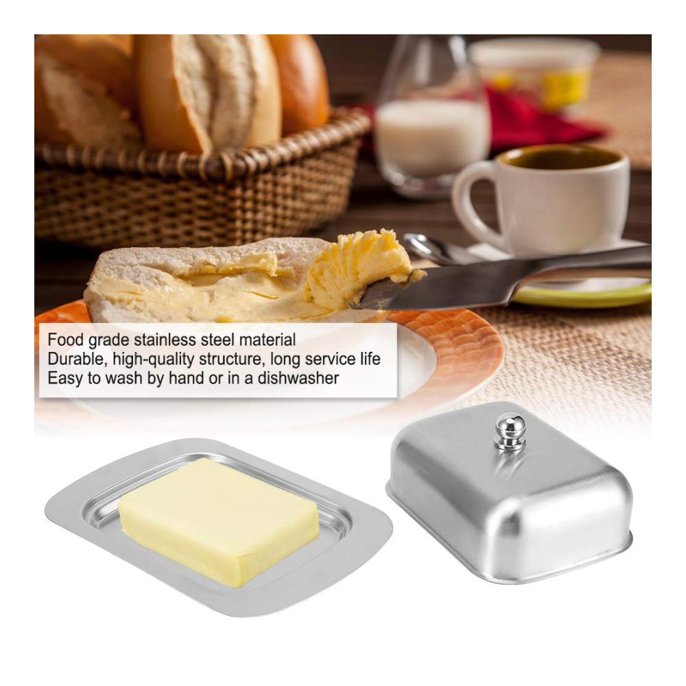 Entdecken Sie die Eleganz Doppelte Butterdose aus hochwertigem Edelstahl - Stilvoller Butterbehälter mit Deckel und Griff für optimale Frische. Praktische Metall-Butterdose für den täglichen Genuss