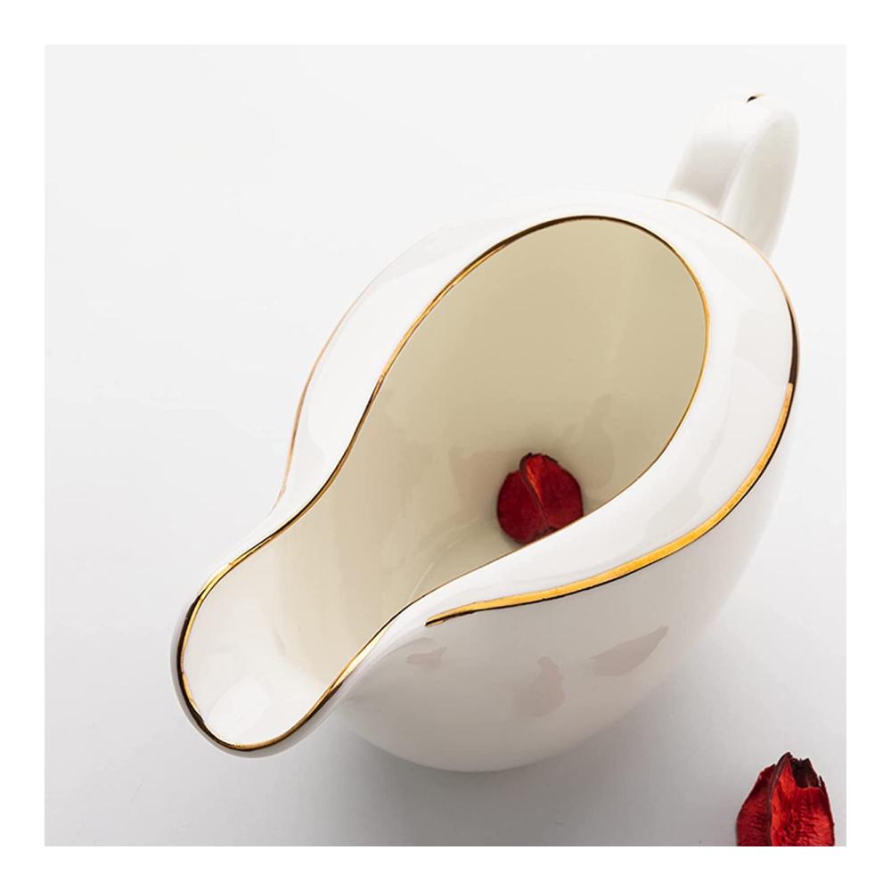 Elegante Keramik Sauciere Teekanne Phnom Penh Design | Porzellan Sauce Hopper für Ketchup Schwarzer Pfeffer | Thermo Sauciere für stilvolles Servieren