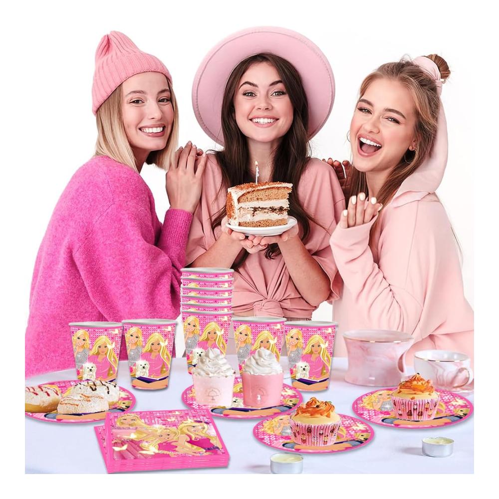 Prinzessin Partyzubehör Set für 10 Gäste - Festliche Deko mit Papiergeschirr Bechern & Servietten - Perfekt für Kindergeburtstage & besondere Anlässe