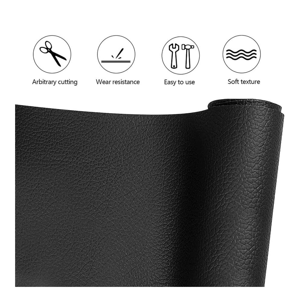 Hochwertiger Textilkleber für schnelle und einfache Reparaturen - Reparaturset für Leder Kunstleder & Textilien - Selbstklebendes Patch-Kit für Sofas Autositze Bürostühle & mehr (Schwarz