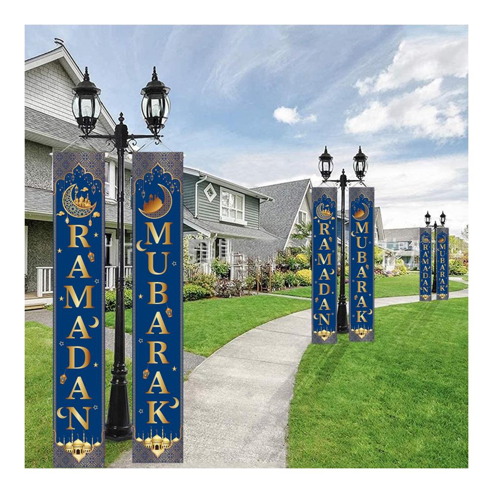 Entdecken Sie den Glanz von Ramadan 2er Set stilvolle Türbanner 708 x 118 in Schwarzgold. Exklusives Verandaschild für Ihre Ramadan-Dekorationen. Hochwertiges Türschild zum Aufhängen – Perfektes Banner für Ihr Ramadan-Haus