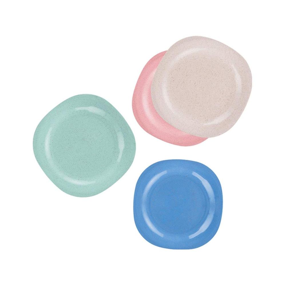 Salatteller Kunststoff 4er Pack nordisch kreativer Obstteller chinesisch moderner Haushalt Tee-Snack-Dessert rosa Geschirr - Praktischer Salat Servierteller für stil