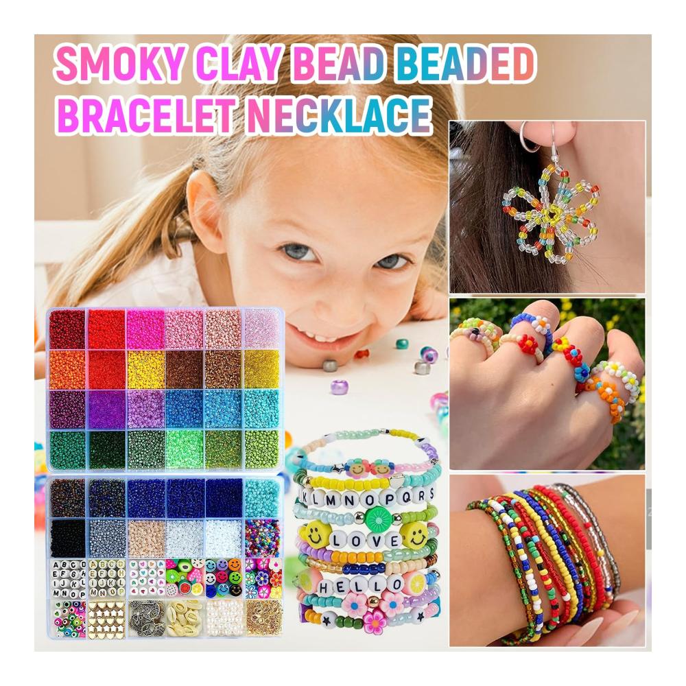Kreatives Schmuckherstellungs-Set DIY Perlen Armbänder Halsketten Ohrringe und mehr - Umfangreiches Perlen Set für einzigartige Designs - Bracelet Making Kit für individuellen Schmuck - Perfekt für Anfänger und erfahrene Bastler - Entdecke die Welt der Sch