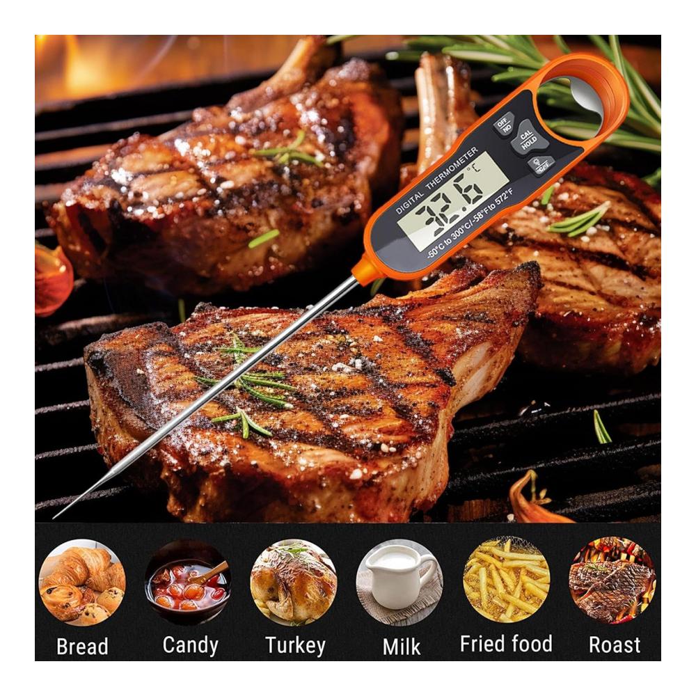 Digitales Bratenthermometer | Sofort ablesbare Fleischtemperatur | Multifunktionaler Lebensmittel-Thermograph mit Flaschenöffner-Design | Ideal für Braten Steaks