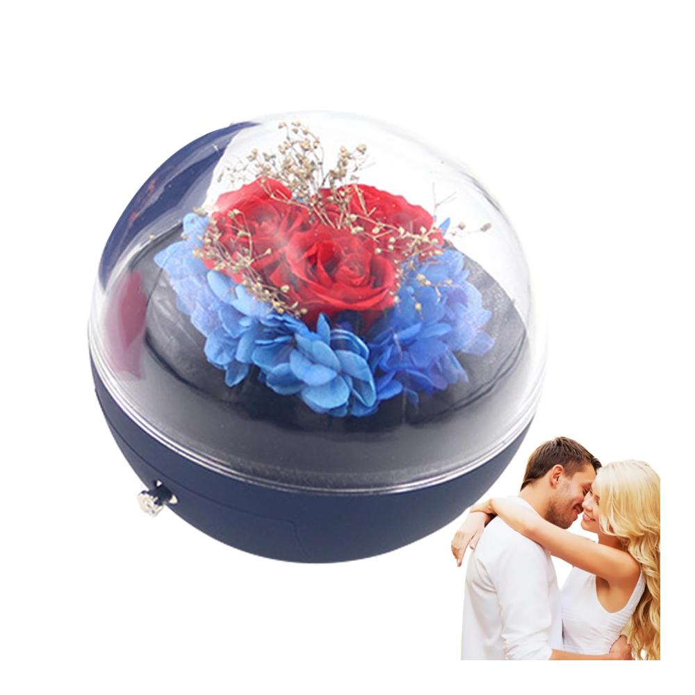 Entdecken Sie die zeitlose Eleganz Konservierte Rosen-Schmuck-Geschenkbox | Runde echte Rosenbox-Dekoration für Mutter Frau Freundin zum Jahrestag | Einzigartiges Geschenk mit konservierten Blumen