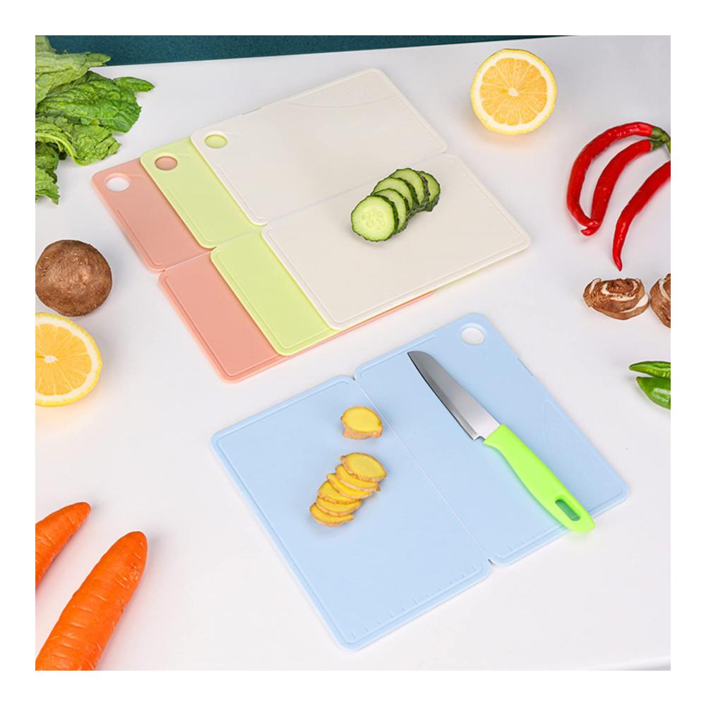 Faltbare Hackbretter Set | BPA-frei Tragbar & Kratzfest | Flexible Schneidematte für Küche | Saftrille | Ideal für Fleisch & Obst | Cremefarben