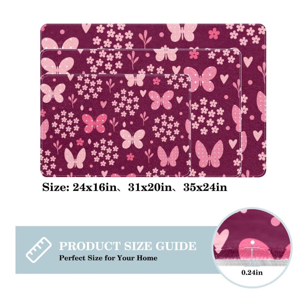Erneuern Sie Ihren Eingangsbereich mit stilvollen Fußmatten Rutschfeste waschbare Fußmatte mit Schmetterlings- und Blumenmotiv 60 x 90 cm für den Innenbereich