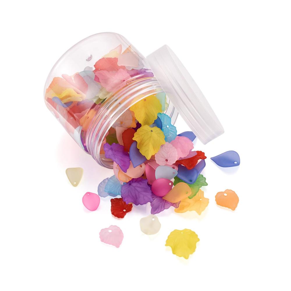220 Stück Blumen-Perlenkappen Blumenblatt-Anhänger Matte Acryl Charms zum Basteln von Schmuck Armband Halskette Ohrring Herstellung - Exquisite Schmuckanhänger für kreative Kunstwerke mit floraler Note