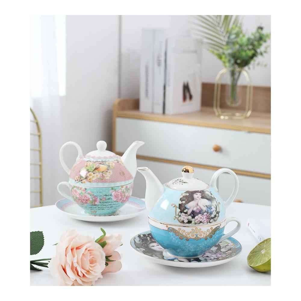 Elegantes Bone China Tea for One Set - Teekanne und Tassen für eine Person - Perfektes Geschenk für Frauen und Mädchen - 300ml Teekanne - Stilvolles Teeset für entspannende Momente
