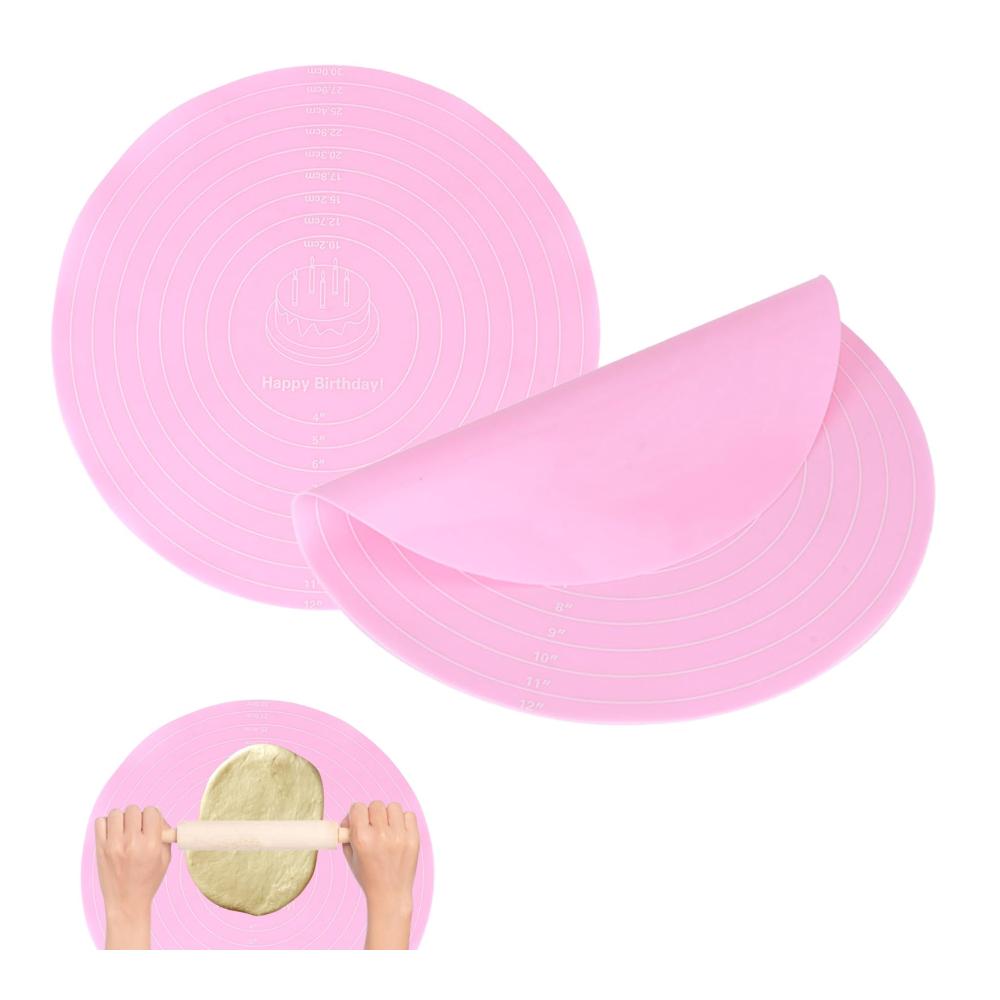 Entdecken Sie die Magie des Backens mit unseren 2 Stück Runden Silikon Backunterlagen! Non-Stick rutschfest und mit Skala für präzises Arbeiten. Ideal für Theken Ofen und Tortenkrusten. Backmatten die das Backen zum Vergnügen machen
