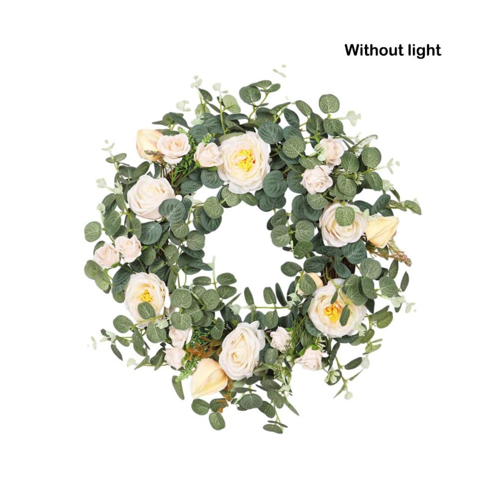 Entdecken Sie die Eleganz 3 Blumendekorationen & Layouts - Wandbehang mit stilvollem Eukalyptus Blumenring für Einkaufszentren und Hotels. Einzigartig zum Aufhängen in Weiß. Perfekte Kränze für anspruchsvolles Ambiente