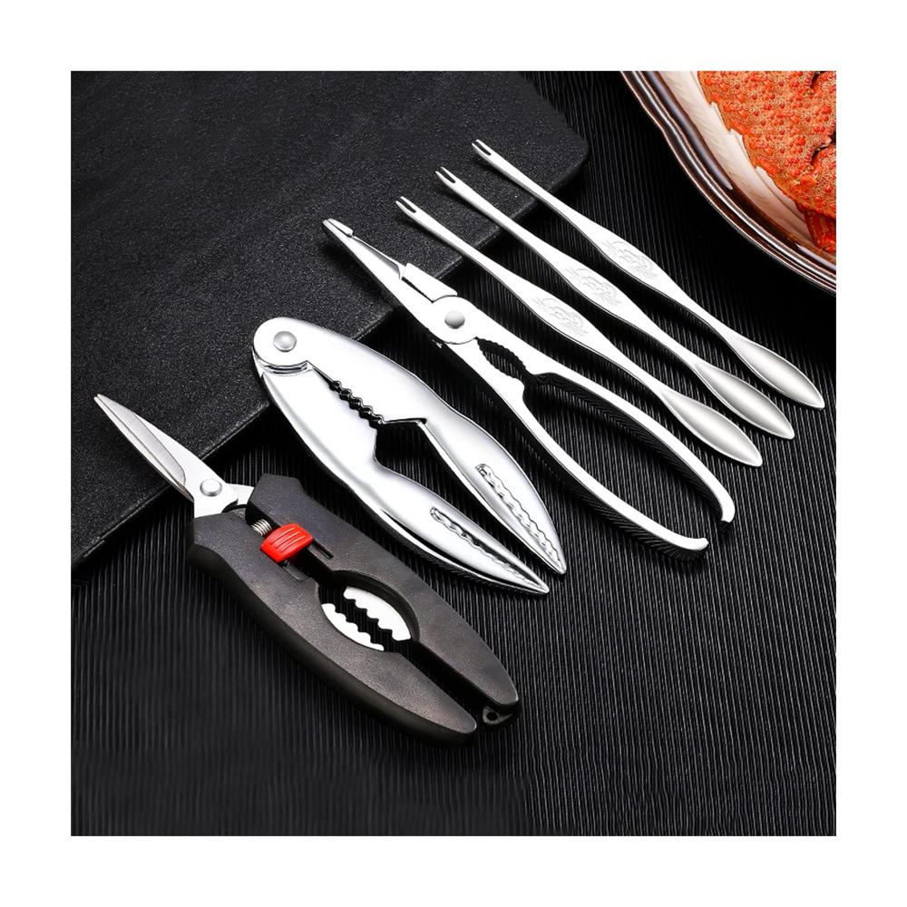 Meeresfrüchte-Werkzeuge Hochwertiges 6-teiliges Set mit Krabbenknacker Gabeln Knallbonbons & Schere für müheloses Genießen von Krustentieren. Robustes Metall & Benutzerfreundlichkeit