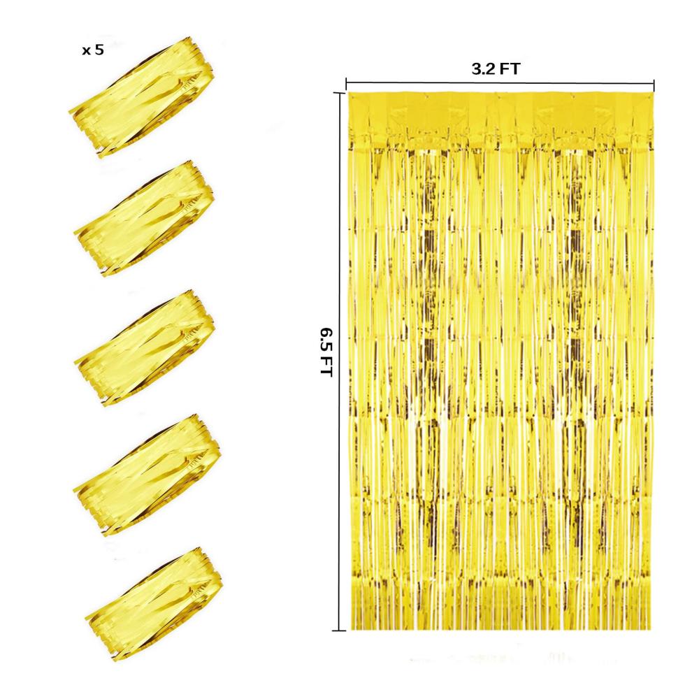 Luftschlangen Vorhang Set - 5 Stück Gold Lametta Vorhänge für Hochzeiten Partys & Fotoshootings - Glänzende Dekoration für Geburtstage Weihnachten - 1m x 2m - Partyzubehör