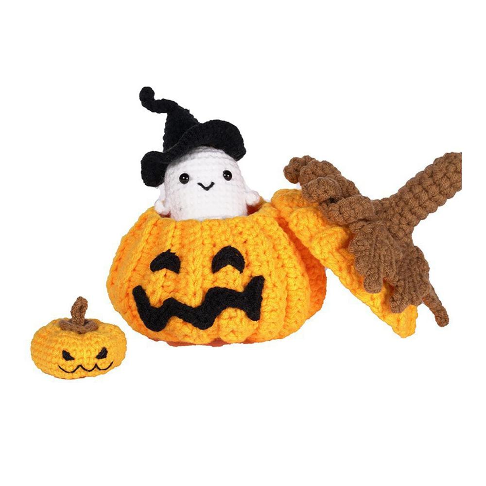 Entzückendes Häkelset DIY Halloween-Kürbis & Tier-Designs für Anfänger | Komplettes Bastelstarter-Set mit Anleitung | Ideales Geschenk für kreative Erwachs