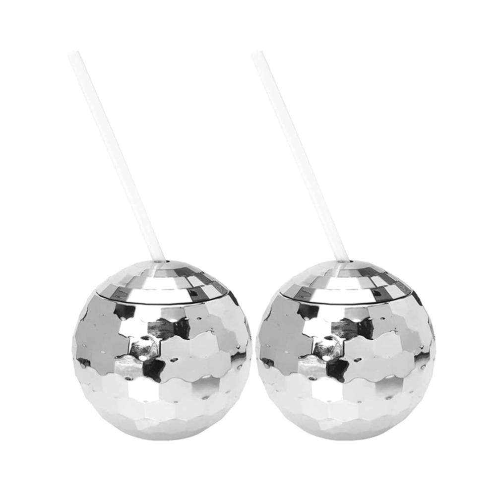 2 x Stilvolle Cocktailbecher mit Strohhalm | Party-Set für Nachtclubs & Bars | Inklusive Kugeln | Perfekt für Partys Diskotheken & Frauen | Hochwertige Bar