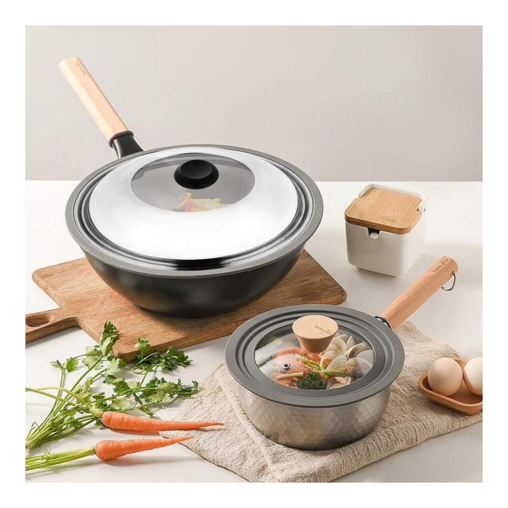Edelstahl-Wok 44 cm mit multifunktionalem Kochdeckel | Hochwertige Wok-Pfannenabdeckung für Braten und Kochen | Sichtbarer Ersatzdeckel aus Edelstahl | Wok-Topf Zubehör