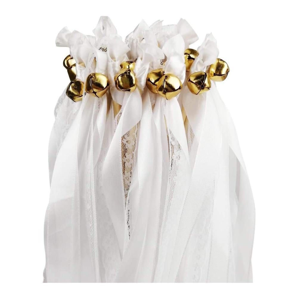 Magische Luftschlangen 50er Pack Zauberstäbe mit Glocken für unvergessliche Hochzeiten Baby Showers & Feiertagspartys - Seidenfee Stäbe für