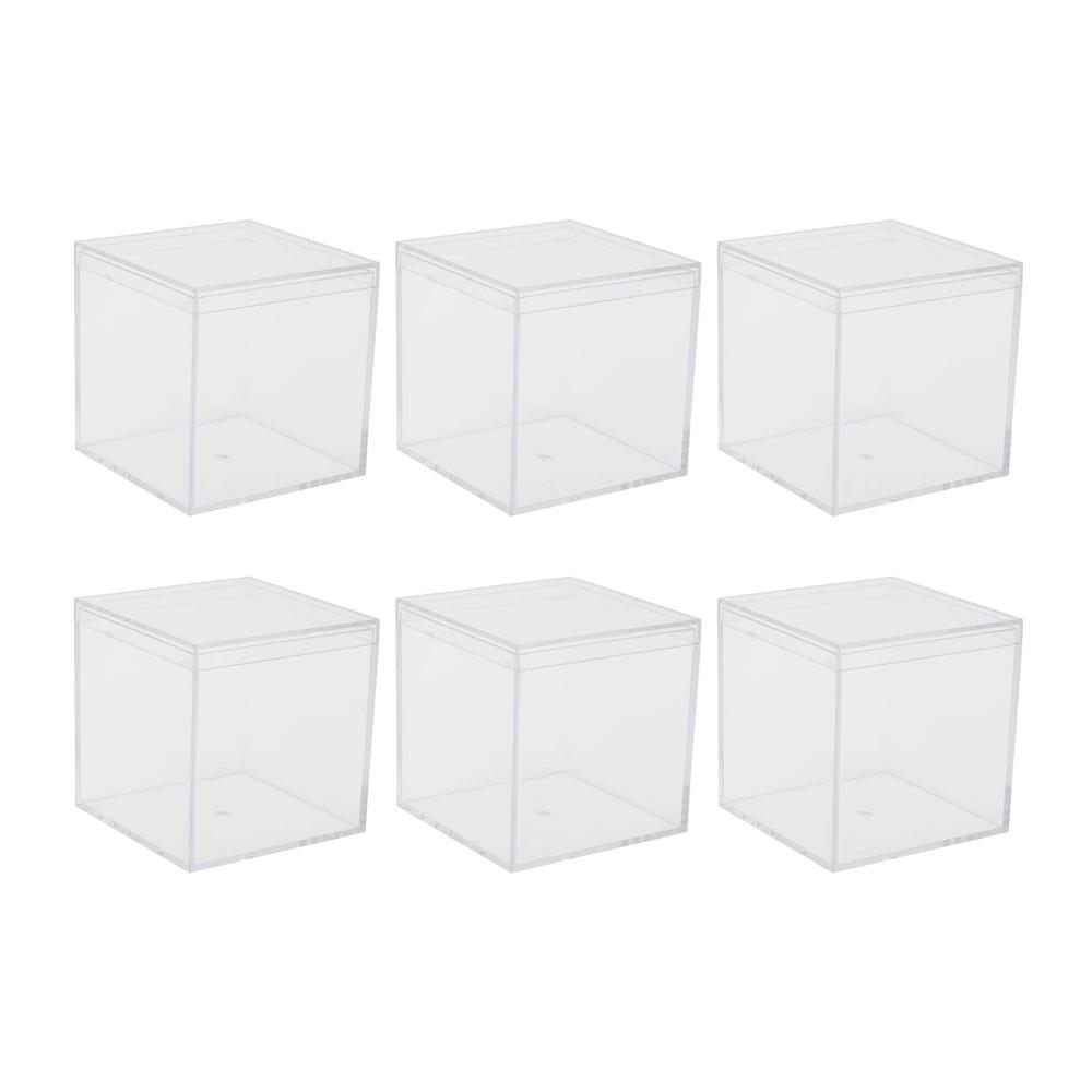 6er-Pack Transparente Acrylboxen Praktische Aufbewahrungslösung für Süßigkeiten Party- und Gastgeschenke. Dekorative Wohnaccessoires & Deko-Kisten mit separaten Deckeln