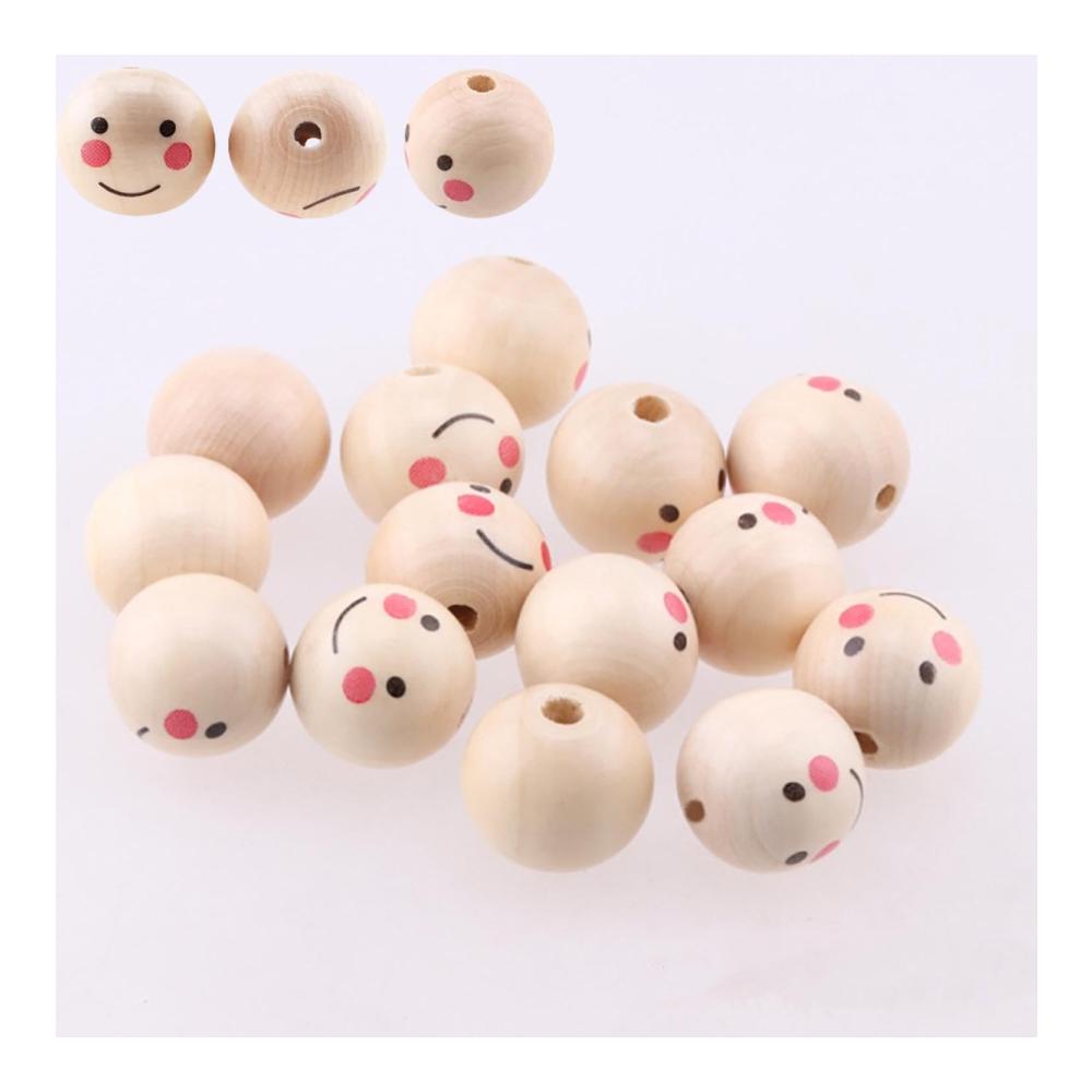 Perlenweben-Zubehör 100 Stück Natürliche Runde Holzperlen 20mm mit Löchern - Ideale Bastelperlen für DIY Handgefertigte Dekorationen. Entdecken Sie Smiley Holzperlen und mehr