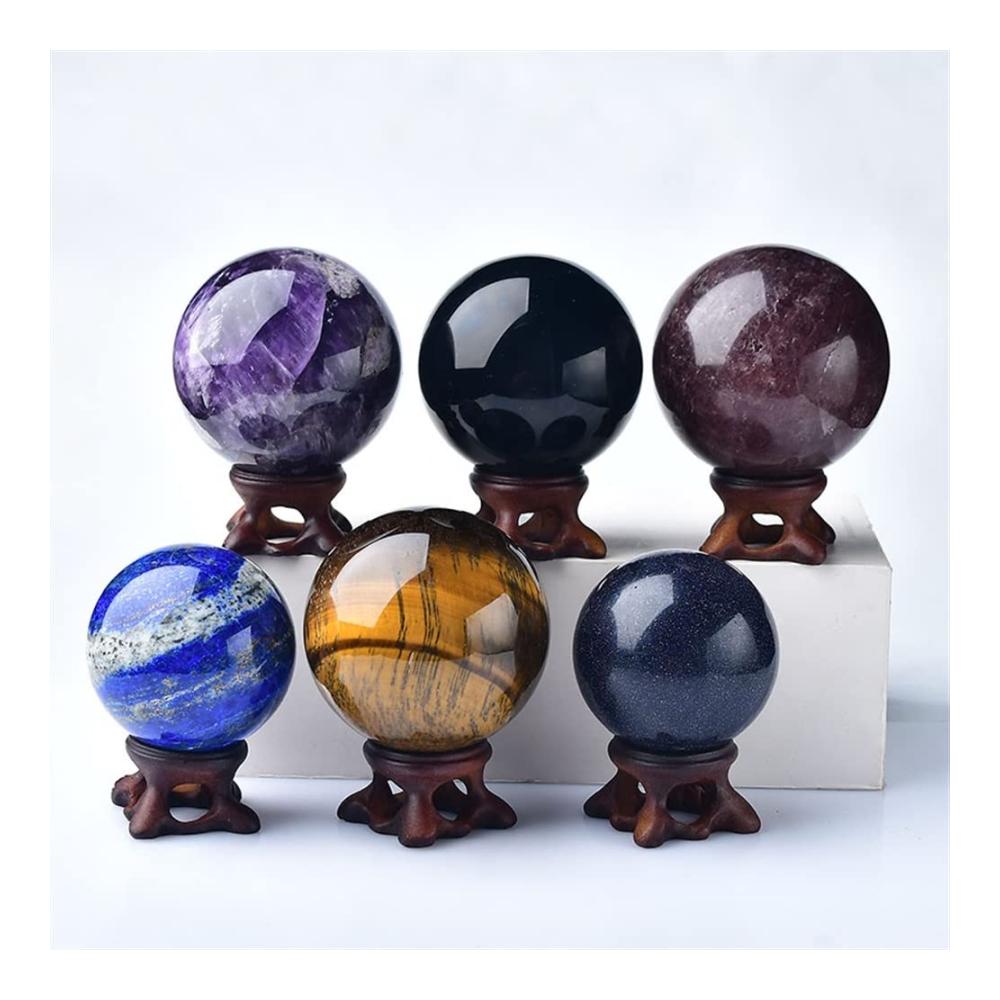 Stilvolles Wohnaccessoire Natürlich polierte Tigerauge-Edelsteinkugel für Zimmerbrunnen - Dekoratives Globus-Design - Perfektes Geschenk - QINTINYIN