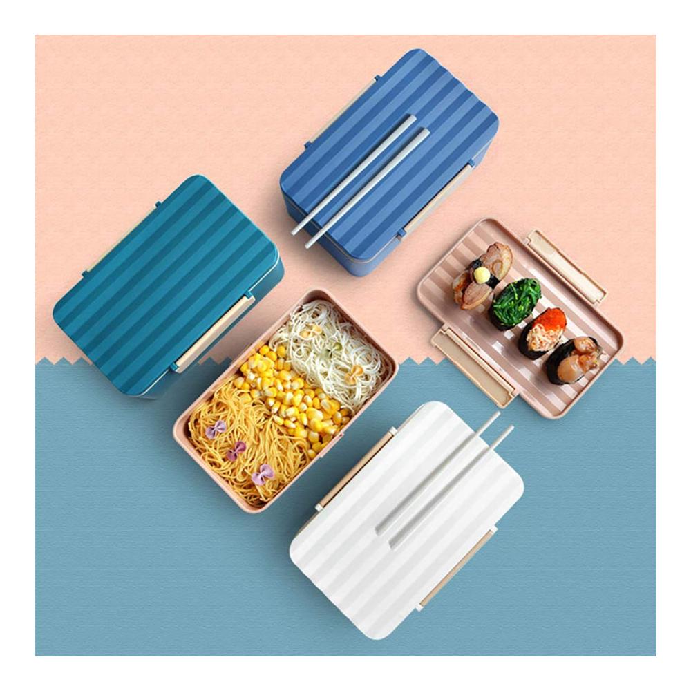 Entdecken Sie die Innovation 900ML Mikrowellen-Bento-Box für Frische unterwegs! Kreative Wellenmuster tragbar und perfekt für Kinder Schule Picknick - Weißer Lunchbox-Begleiter