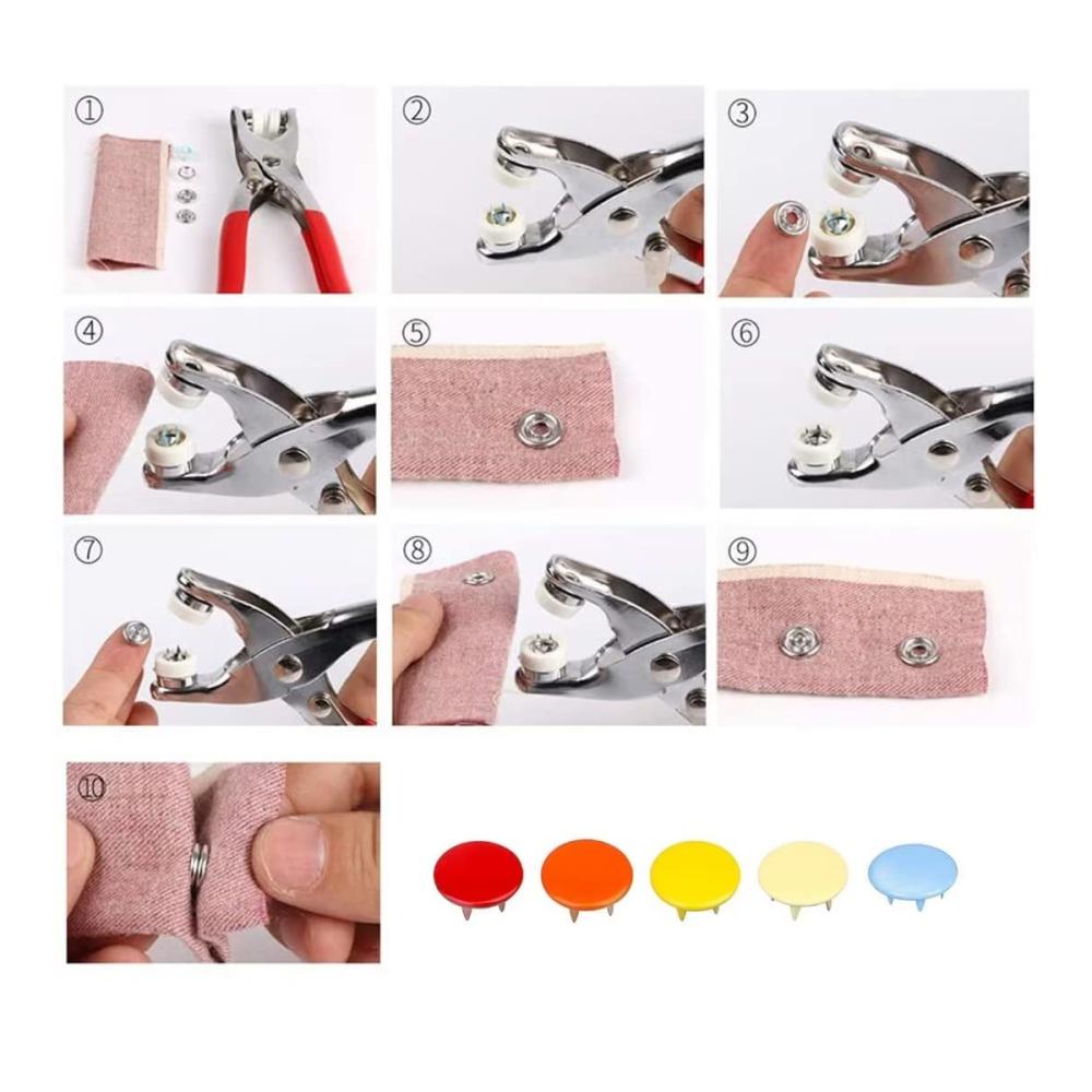 Entdecken Sie Qualität und Vielseitigkeit 200er Set Druckknopf mit Zange – Hohle und Solide Metallknöpfe für Nähen Handwerk Leder - Nähzubehör für Kle