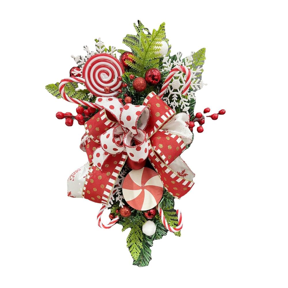 Erstaunlicher Weihnachtskranz 63 x 11 Zoll - Echte Handwerkskunst mit Candy Upside Down Tree Simulation - Perfekte Dekoration für Partys Tische Kamine und Verandawände - Einzigartige handgefertigte Festtags-Haustürdekorationen für eine festliche