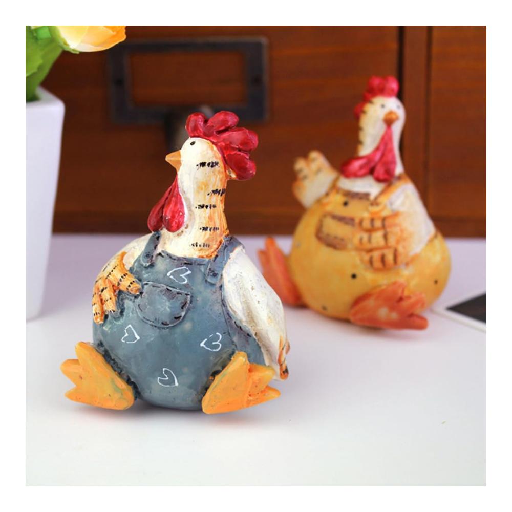 Sammelfiguren Niedliches Huhn-Paar aus Harz - Handgefertigte Miniatur-Dekoration für Ostern & Valentinstag - Perfektes Geschenk für Sammler & Huhnliebhaber