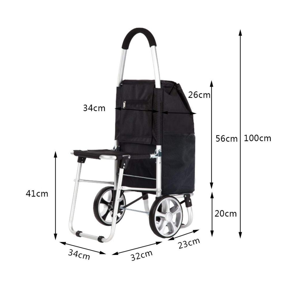 Einkaufstrolley Deluxe - 55 L Aluminiumrahmen wasserdichtes Oxford-Gewebe klappbarer Sitz abnehmbare Tasche - Perfekt für Reisen & Shopping stilvolles Pink Design